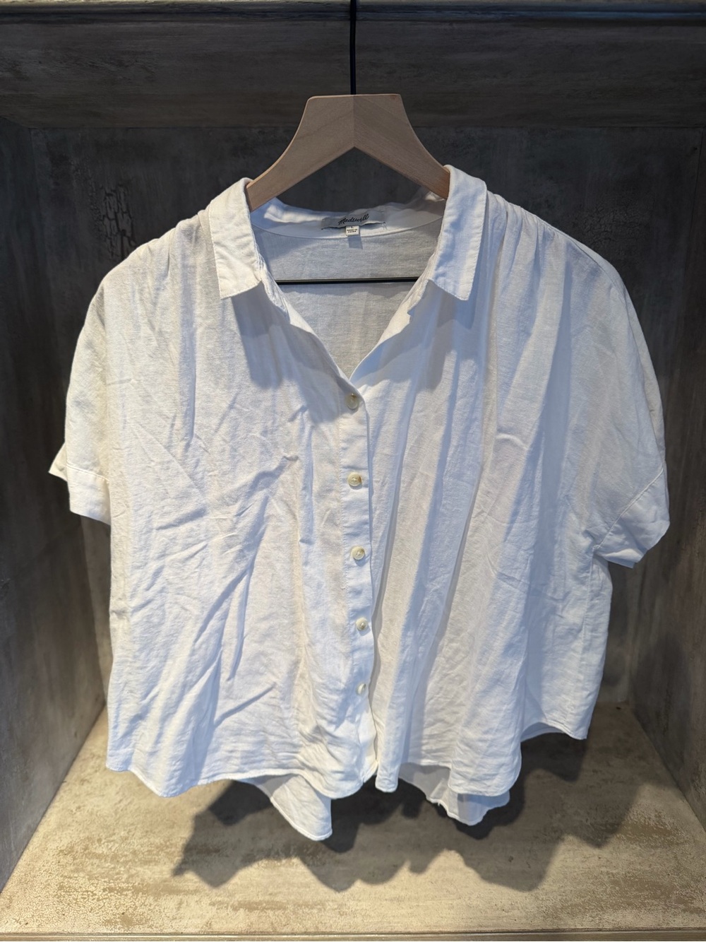 Madewell White Linen-Blend Boxy Shirt